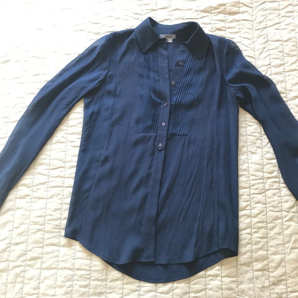 Vince silk chiffon panel button-down